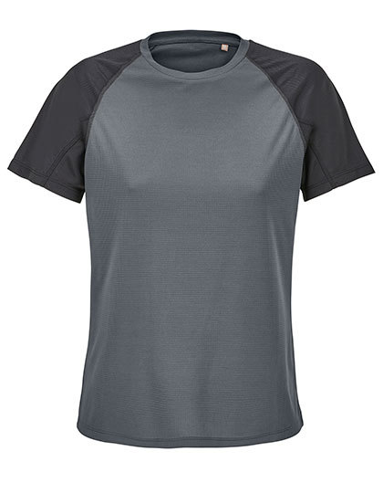 Koszulka Raglan Dopasowana Oddychajaca L04788 - Black & Charcoal Grey (Solid)