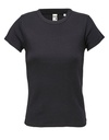 Koszulka Damska Dopasowana Bawelniana Zebrowana L04814 - Deep Black