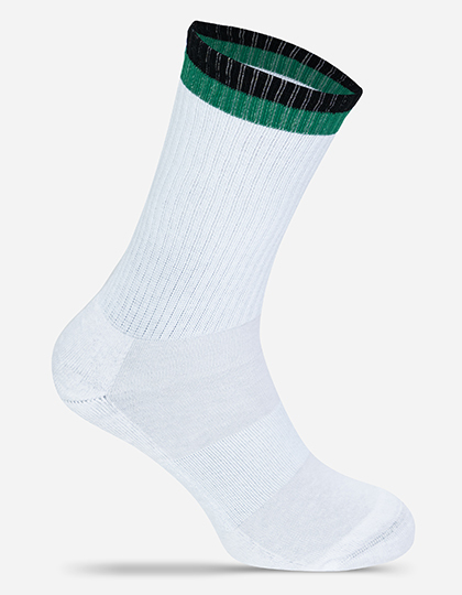 Skarpety Tenisowe Oddychajace Bawelna Organiczna MRS5006 - White & Black & Green