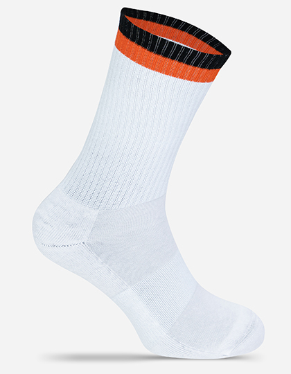Skarpety Tenisowe Oddychajace Bawelna Organiczna MRS5006 - White & Black & Orange