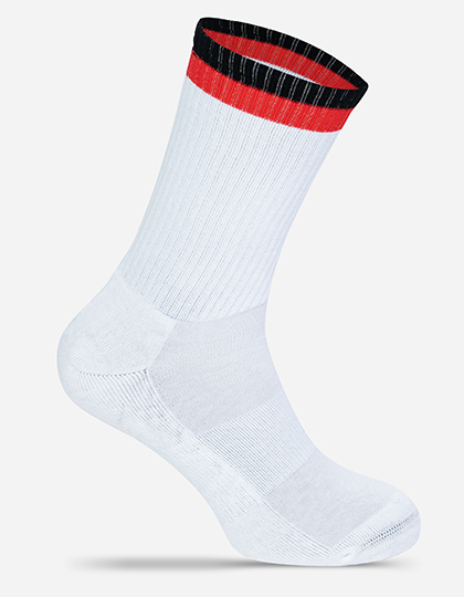 Skarpety Tenisowe Oddychajace Bawelna Organiczna MRS5006 - White & Black & Red