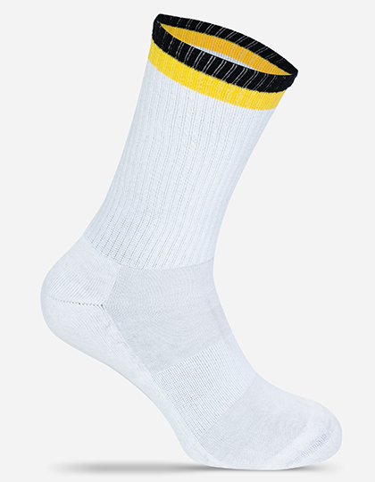 Skarpety Tenisowe Oddychajace Bawelna Organiczna MRS5006 - White & Black & Yellow
