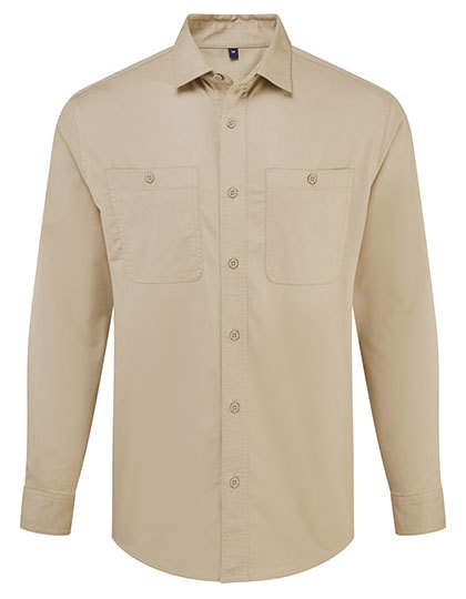 Koszula Robocza Oversize Unisex Bawelna Poliester Elastan PW021 - Khaki (ca. Pantone 7536C)