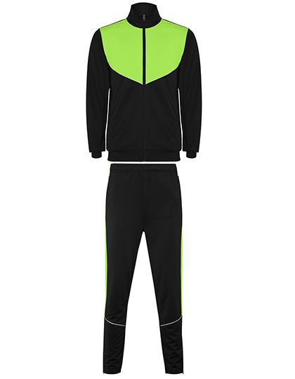 Dres Sportowy Slim Fit Interlock RY6402 - Black 02 & Lime Green 225