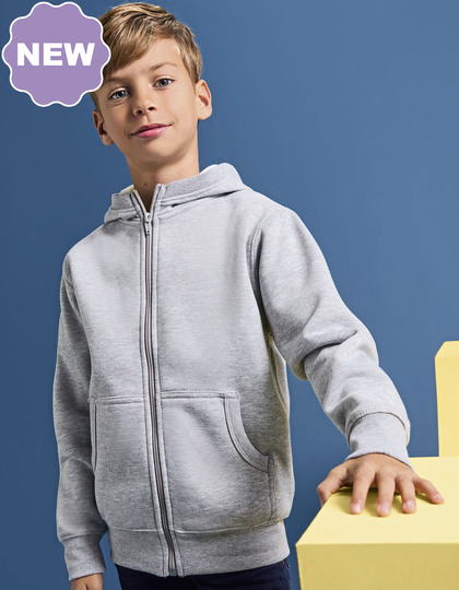 Bluza z Kapturem Wysoki Kołnierz Pełny Zamek Bawełna Poliester RY6421K - Heather Grey 58