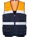 Kamizelka Wielokieszeniowa Odblaskowa Poliester Bawelna RY9323 - Navy Blue 55 & Fluor Orange 223