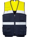 Kamizelka Wielokieszeniowa Odblaskowa Poliester Bawełna RY9323 - Navy Blue 55 & Fluor Yellow 221