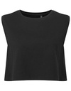 Tank Top Damski Przyciety Luzny Bawelna Organiczna TR119 - Black