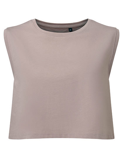 Tank Top Damski Przyciety Luzny Bawełna Organiczna TR119 - Stone