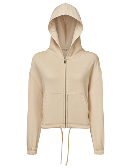 Bluza Damska Oversize Krotka Bawelniana Poliestrowa TR601 - Nude