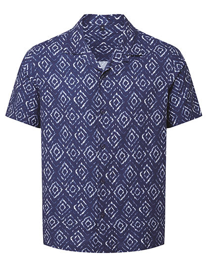 Koszula Męska Luźny Krój Bawełna Wiskoza WB500 - Navy-White-Aztec