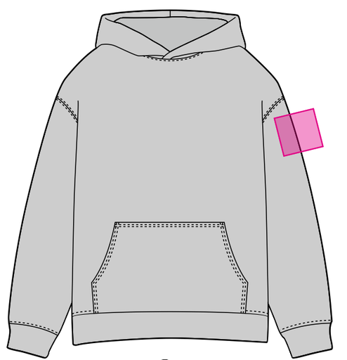 Umiejscowienie znakowania na bluzie: Rękaw lewy (do 80 x 80 mm)