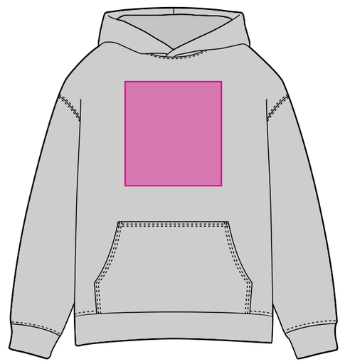 Umiejscowienie znakowania na bluzie: Przód (do 210 x 290 mm)