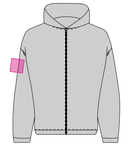Umiejscowienie znakowania na polarze: Rękaw prawy (do 80 x 80 mm)