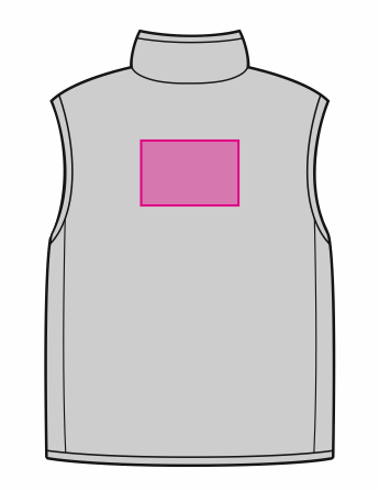 Umiejscowienie znakowania na bezrękawniku: Tył (do 150 x 100 mm)