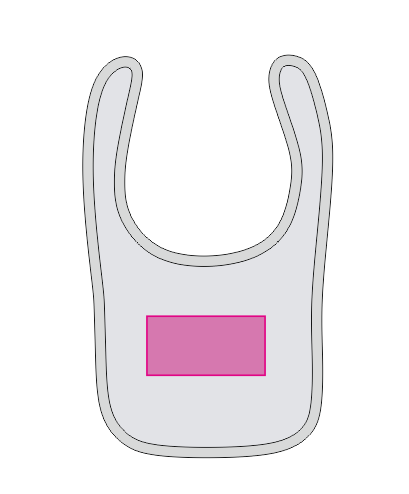 Umiejscowienie znakowania na śliniaku: Front (do 100 x 50 mm)