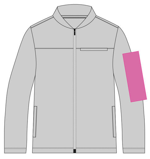 Umiejscowienie znakowania na kurtce: Rękaw lewy (do 80 x 250 mm)