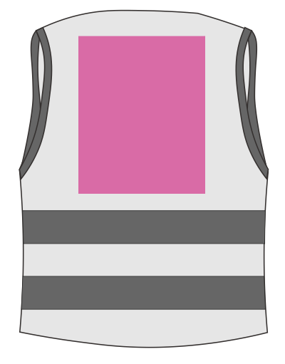 Umiejscowienie znakowania na kamizelce odblaskowej: Tył (do 360 x 410 mm)