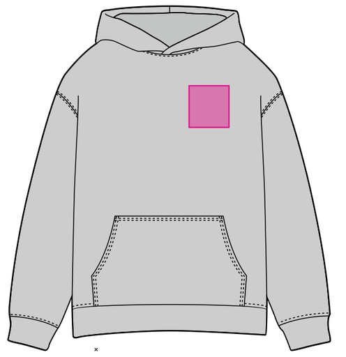 Umiejscowienie znakowania na bluzie: Pierś lewa (do 80 x 80 mm)