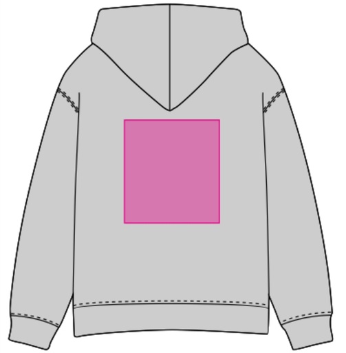 Umiejscowienie znakowania na bluzie: Tył (do 200 x 200 mm)