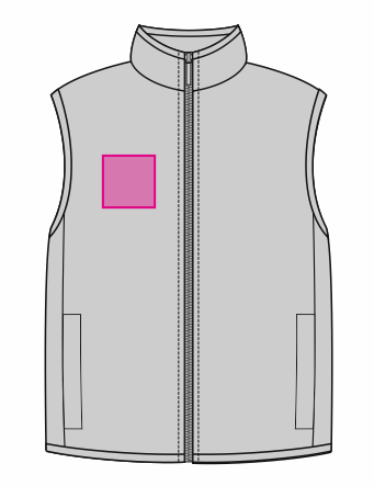 Umiejscowienie znakowania na bezrękawniku: Pierś prawa (do 80 x 80 mm)