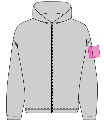 Umiejscowienie znakowania na polarze: Rękaw lewy (do 80 x 80 mm)