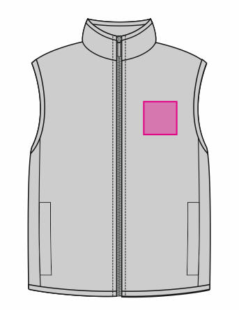 Umiejscowienie znakowania na bezrękawniku: Pierś lewa (do 80 x 80 mm)