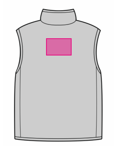 Umiejscowienie znakowania na bezrękawniku: Tył (do 150 x 100 mm)