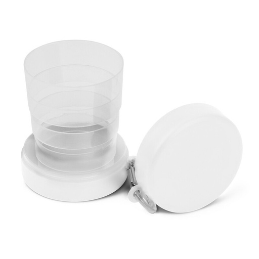 [V7618-02] Składany kubek podróżny 220 ml z karabińczykiem V7618-02 - biały