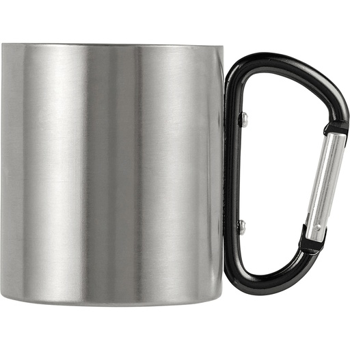 Metalowy kubek 185 ml z karabinczykiem V0646-03 - czarny