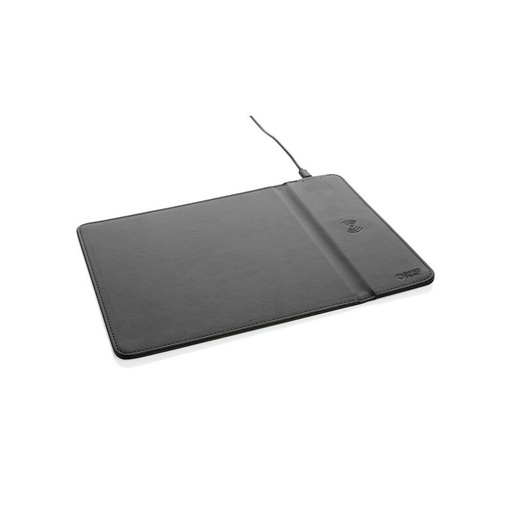 [P300.241] Podkładka pod mysz Swiss Peak, ładowarka bezprzewodowa 10W, PU z recyklingu P300.241 - czarny