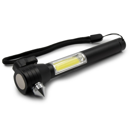 [V0925-03] Latarka bezpieczeństwa 1 LED COB, przecinak do pasów, młotek bezpieczeństwa | Flint V0925-03 - czarny