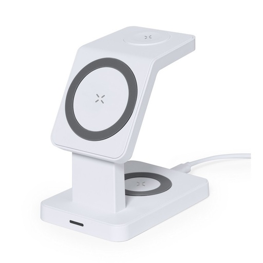 Magnetyczna ladowarka bezprzewodowa 15W, 3 w 1, stojak na telefon V1351-02 - bialy