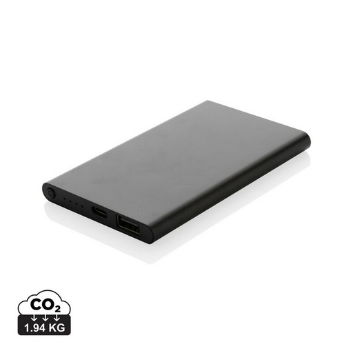 Power bank 4000 mAh z aluminium z recyklingu P322.421 - czarny