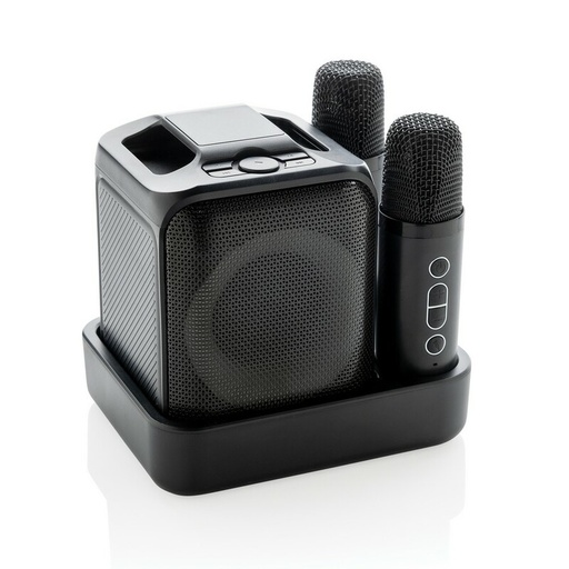 Zestaw do karaoke Singvibe, glosnik bezprzewodowy i dwa mikrofony P331.0601 - czarny