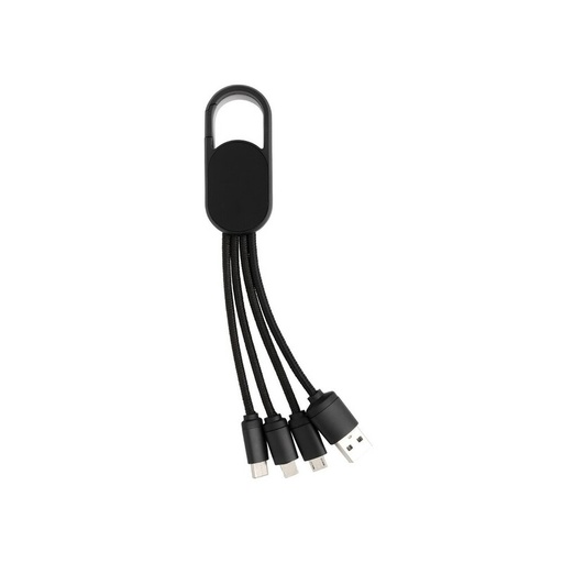 Kabel do ladowania 4 w 1 z karabinczykiem P302.071 - czarny