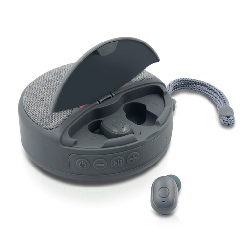 Głośnik bezprzewodowy 5W Air Gifts, radio, bezprzewodowe słuchawki douszne | Caleb V7282-19 - szary