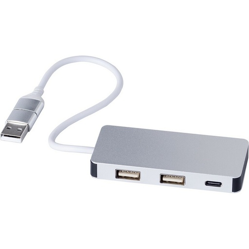 Hub USB i USB typu C V1689-32 - srebrny