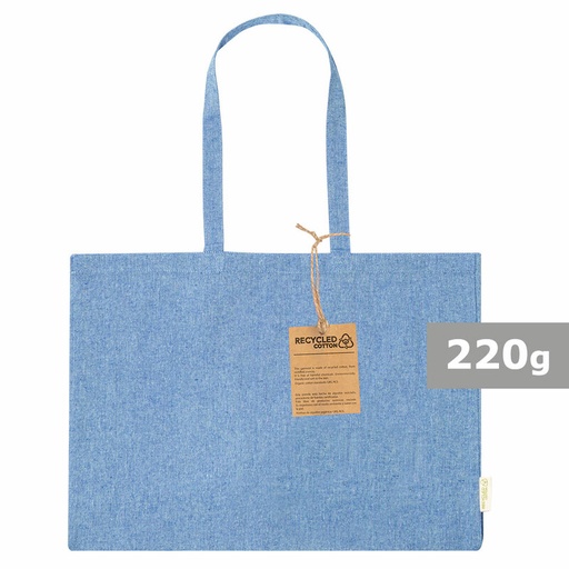 Torba z bawelny z recyklingu na zakupy V2130-11 - niebieski