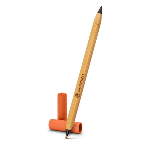 Bambusowy długopis 2 w 1, "wieczny" ołówek | Mikayla V2244-07 - pomarańczowy