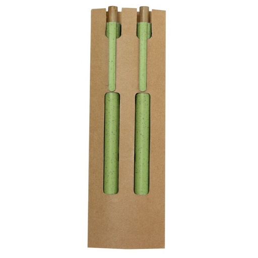 [VA635-06] Zestaw piśmienniczy ze słomy pszenicznej, długopis i "wieczny" ołówek VA635-06 - zielony