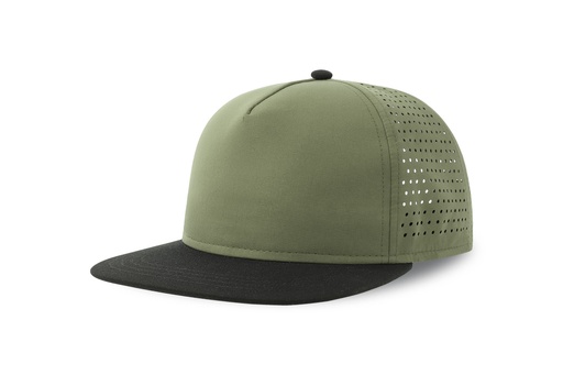 Czapka Pieciopanelowa Plaski Daszek Usztywniana Poliester Recyklingowany AT424 - Olive & Black