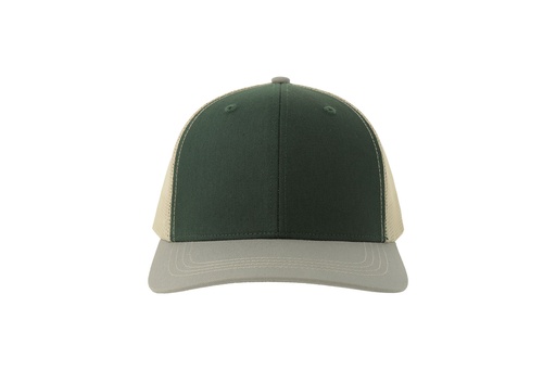 Czapka 6-panelowa Bawełna Recykling AT683 - Bottle Green & Grey & Stone