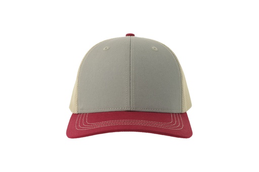 [AT683-1000400513] Czapka z daszkiem 6-panelowa AT683 - Grey & Cardinal Red & Stone