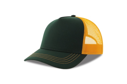 Czapka Trucker Poliester Recykling AT426 - Bottle Green & Yellow