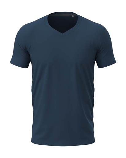Koszulka Męska Slim V-neck Odprowadzająca Wilgoć S9610 - Navy Blue