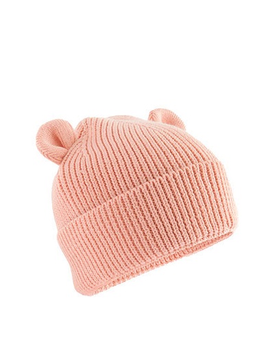 Czapka Dziecięca Beanie Bawełniana Z Uszami CB340A - Peach