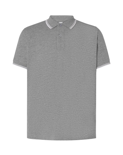 Koszulka Polo Klasyczna Bawełniana Pika JHK510 - Grey melange & White