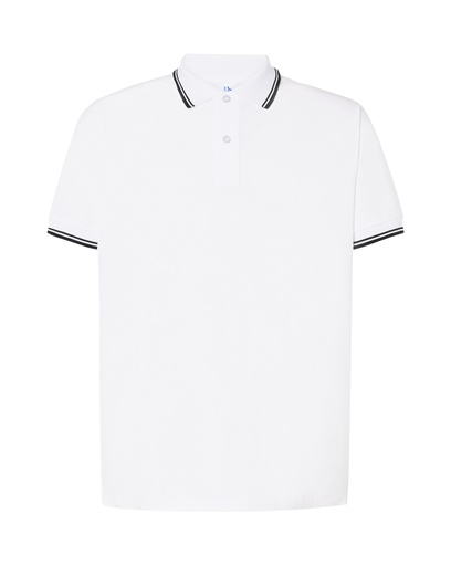 Koszulka Polo Klasyczna Bawełniana Pika JHK510 - White & Black