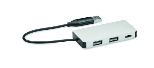 3-portowy hub USB kabel 20cm - Srebrny